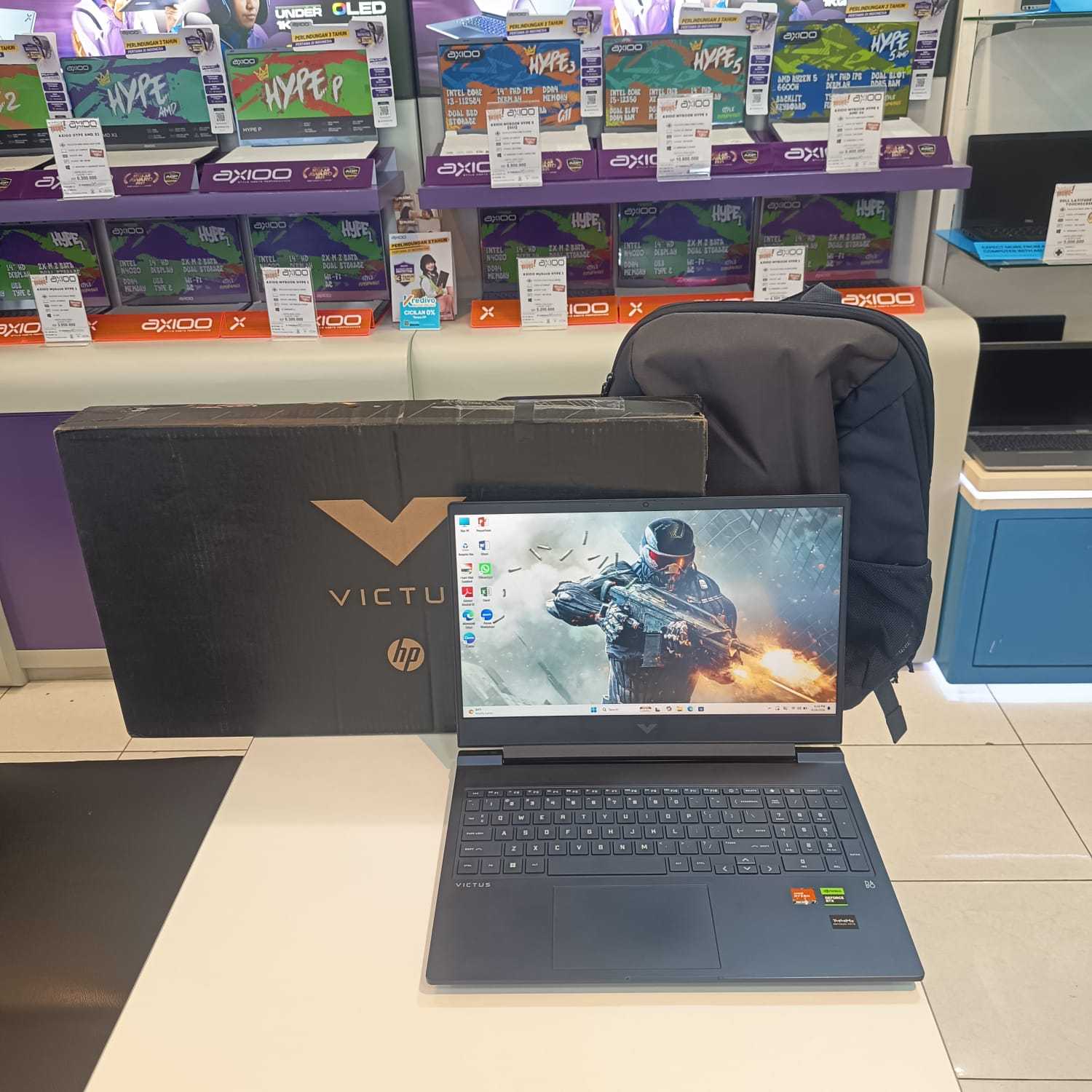 SECOND LIKE NEW HP VICTUS  AMD RYZEN 7 7840HS RAM 16GB DDR5 SSD 1TB NVIDIA GRVORCE RTX 4060  W 11 PRO
