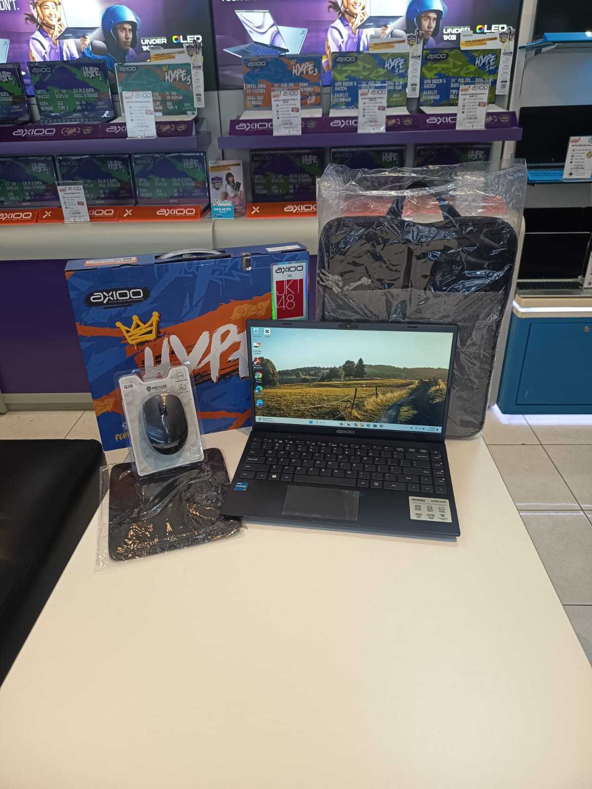 AXIOO MYBOOK HYPE 3 G11 INTEL CORE I3-1125G4 RAM 8GB DDR4 SSD 256GB NVME W11 PRO Kelengkapan Box,Tas,Charger,Mouse,Mousepad