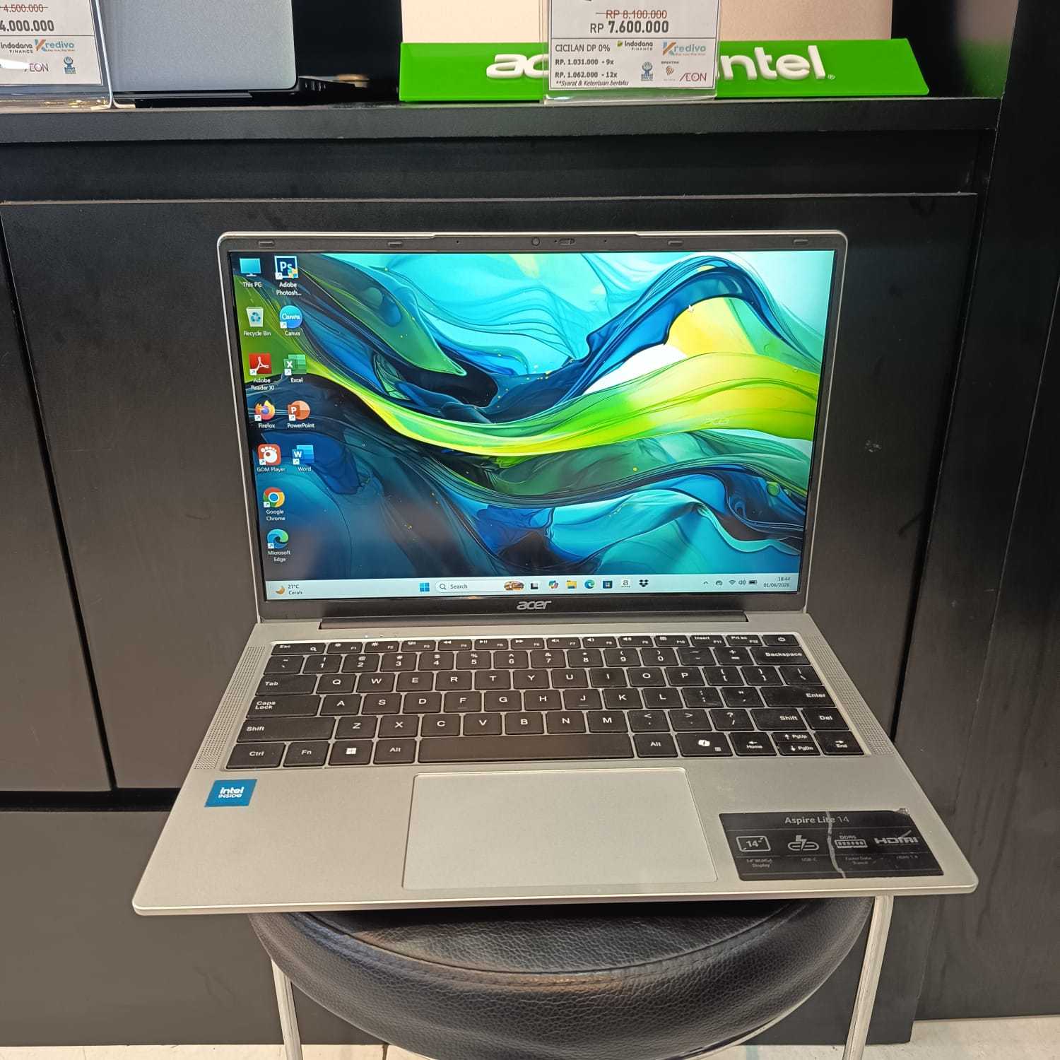 Second Like New Acer Aspire AL14-31P Intel N100 Ram 8GB Ssd 512GB Win 11 Home  Kelengkapan : Charger