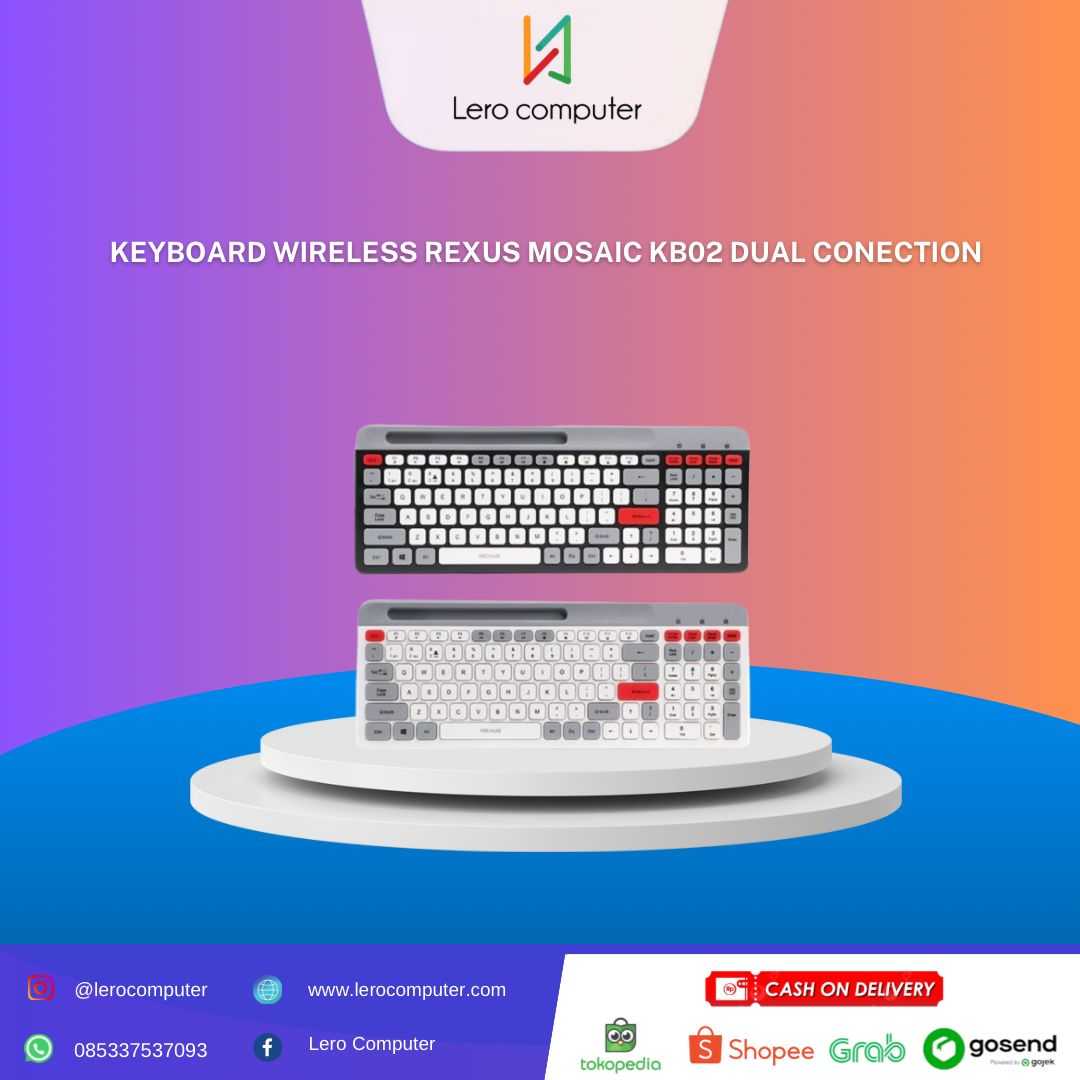 KEYBOARD WIRELESS REXUS MOSAIC KB02 DUAL CONECTION