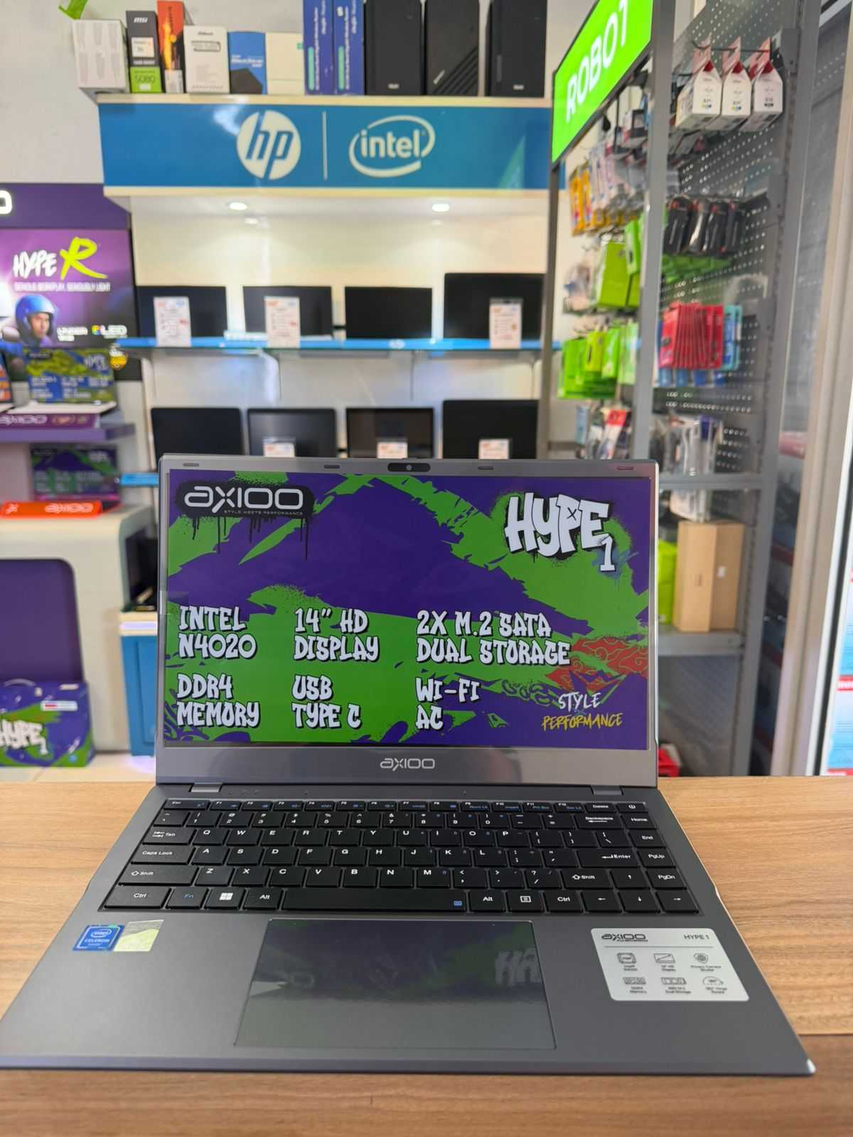 AXIOO Mybook HYPE 1 Intel Celeron N4020 8GB 128GB W11 Home (NBAX23SC04GNR1U1) Grey 