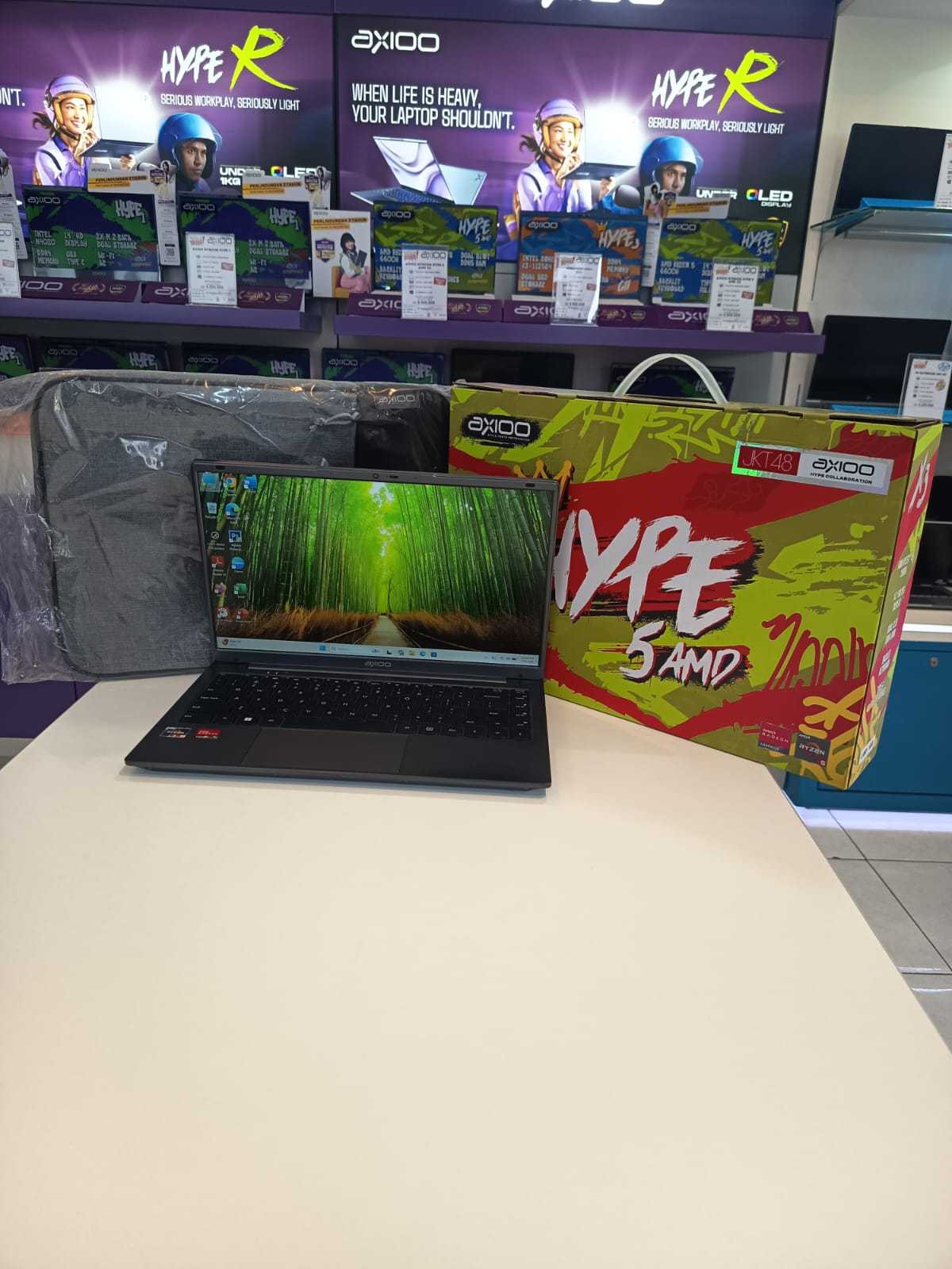 Axioo mybook hype 5 AMD x3 Processor AMD Ryzen 5 3500U Ram 8GB Ssd 256GB NVME  W11 Pro Kelengkapan tas dan box