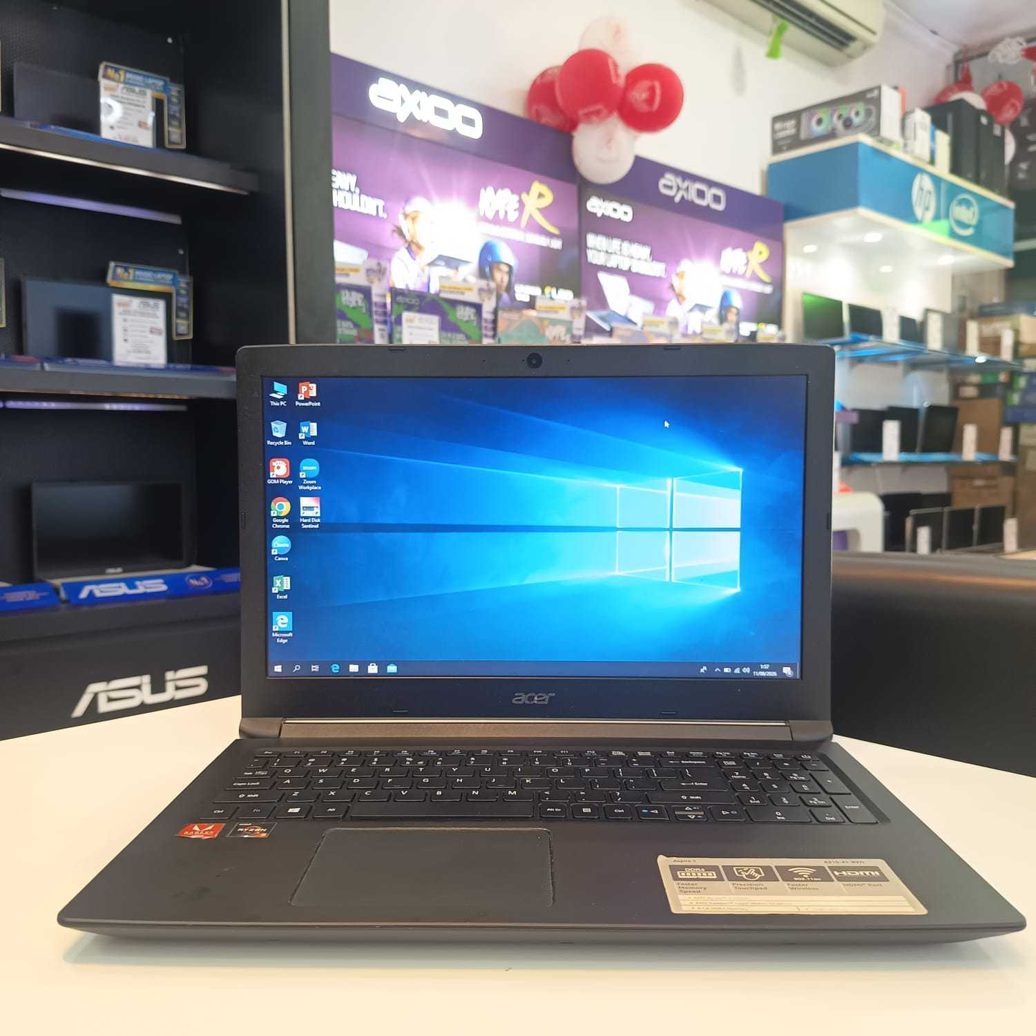 Acer Aspire A315-41 Amd Ryzen 5 2500U RAM 8GB SSD 256GB W10 Home Kelengkapan Charger