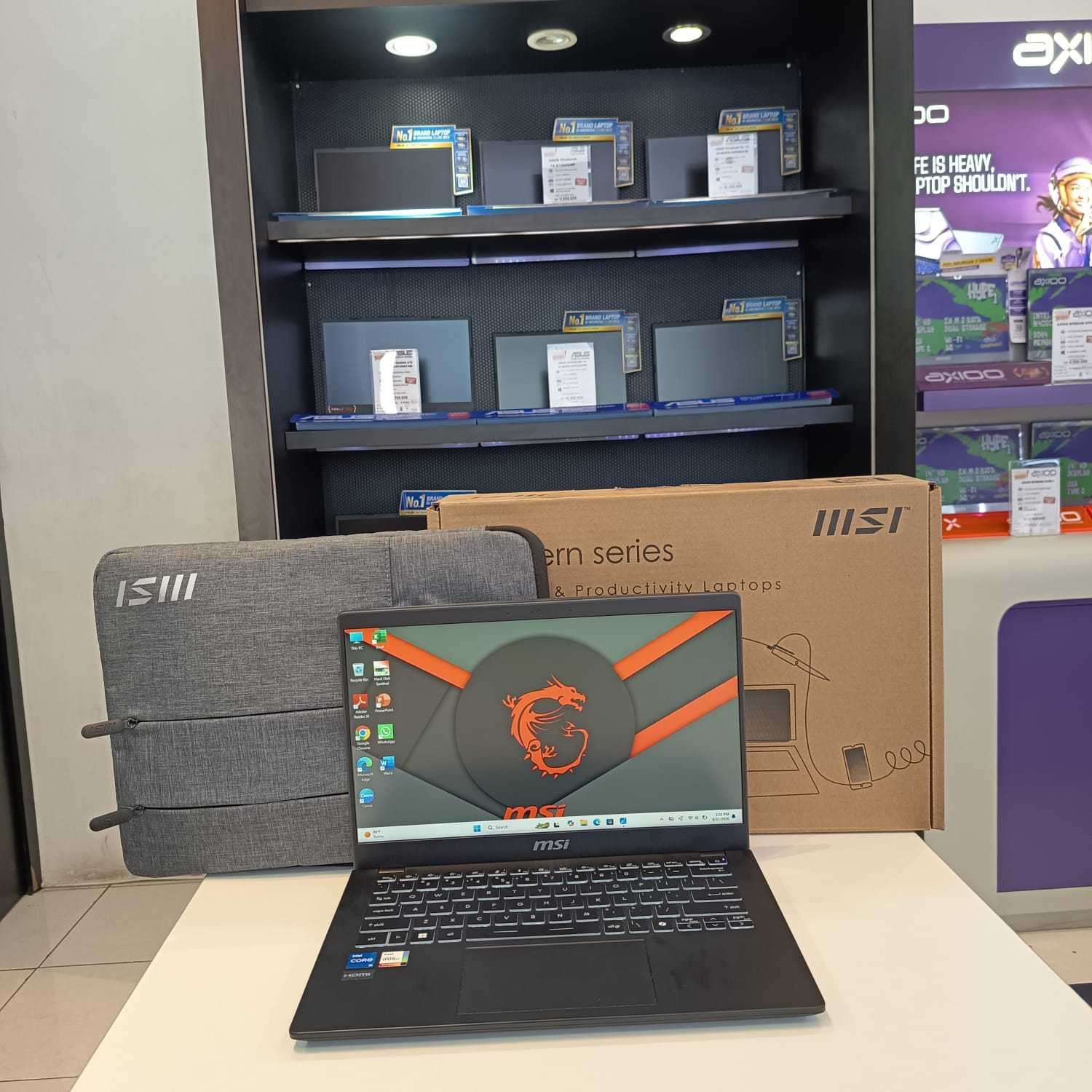 MICRO STAR INTERNATIONAL (MSI)  14 C12MO INTEL CORE i5-1235U RAM 16GB SSD 512GB WINDOWS 11 FULL SET   BATTERY HEALTH :99% STORAGE HEALTH : 86%