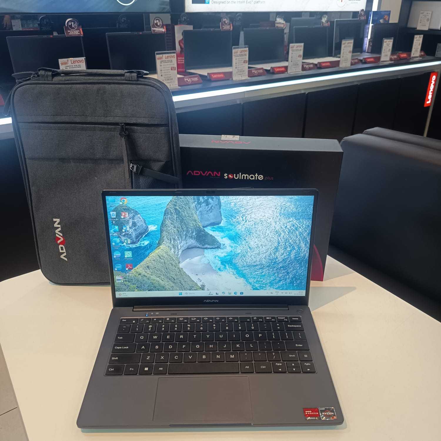 SECOND LIKE NEW ADVAN SOULMATE 1405 AMD RYZEN 5-3500U RAM 8GB SSD 256GB W11  FULLSET