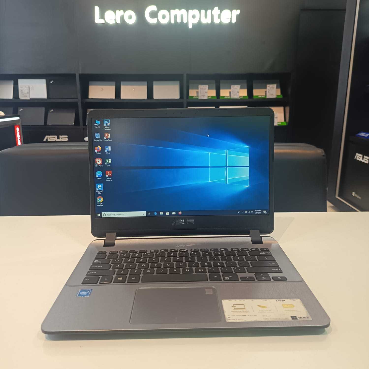 Asus Vivobook 14 X407MA Intel Celeron N4000 RAM 4 GB DDR4 SSD 128GB WINDOWS 10 Home  Kelengkapan : Charger