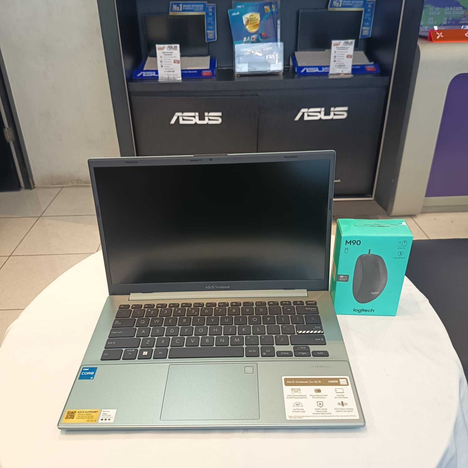 Asus Vivobook Go 14 E1404GA-FH3822M/INTEL CORE  i3-N305/RAM 8GB/SSD 256GB/WINDOWS 11 HOME+OHS 2024+MICROSOFT 365 GREEN GRAY 