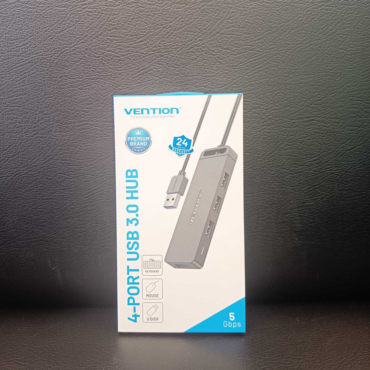 USB HUB Vention 4-Port USB 3 With Power Input 0.15M Black CHLBB